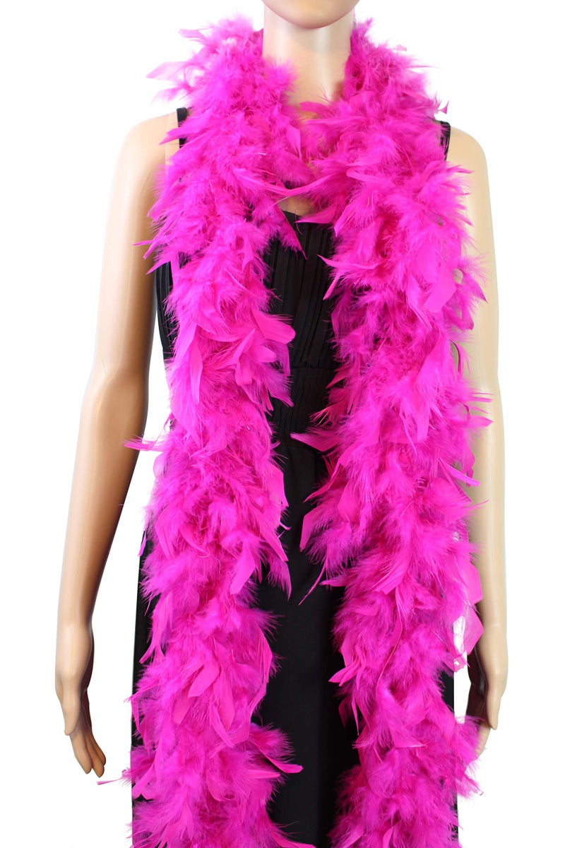 Flydreamfeathers 40 Gram 72" Long, Turkey Chandelle Feather Boa, Dancing Wedding Crafting Party Dress Up, Halloween Costume Decoration (hot pink color) - Image 1